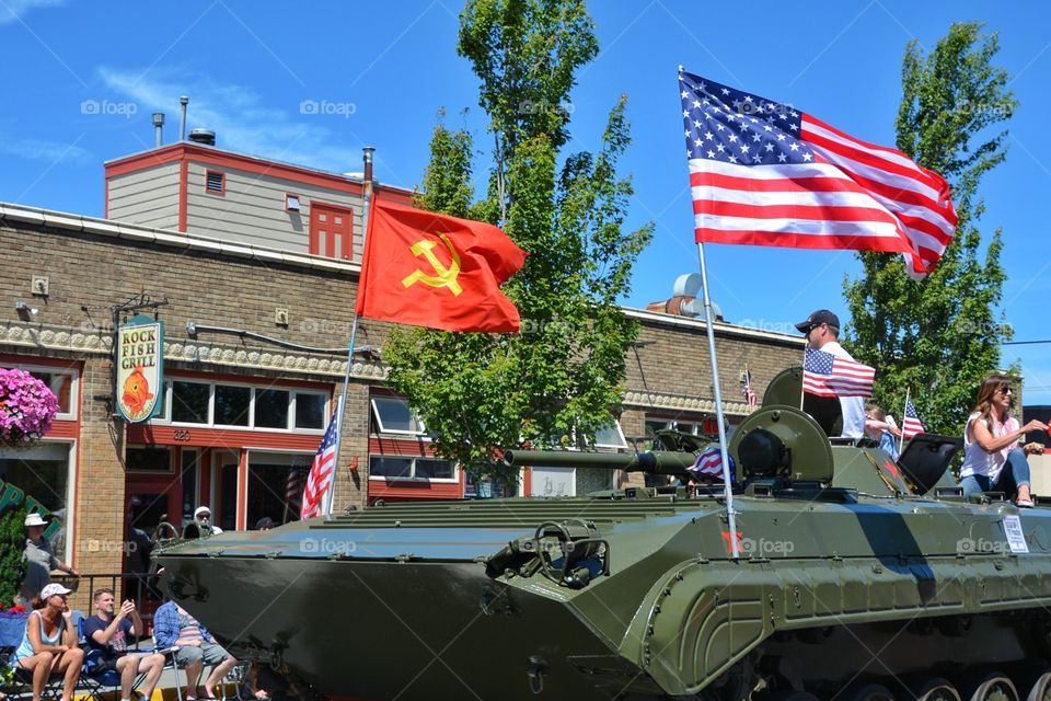 Military tank in parade