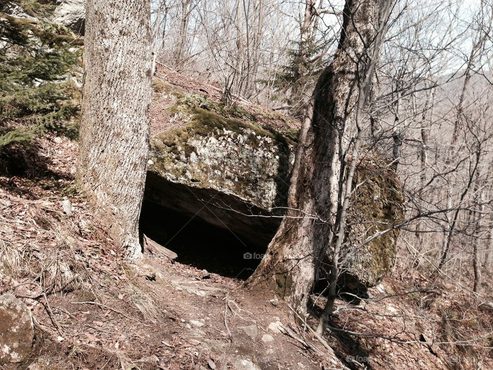 Rock cave on the trail