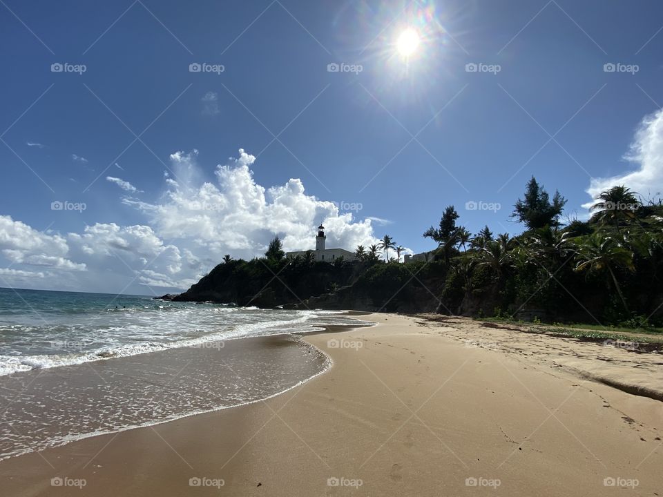 Beautiful view of the beach and the lighthouse