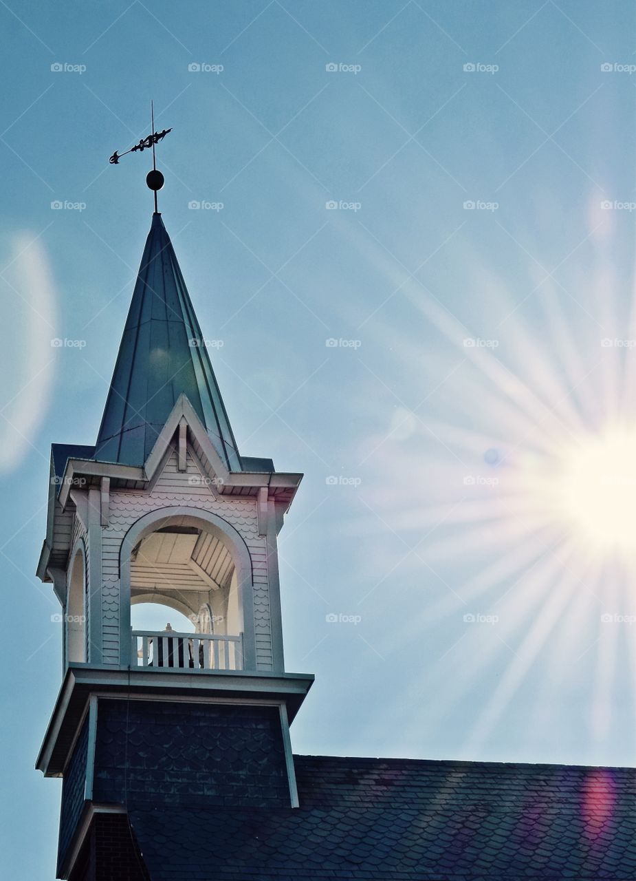 Steeple in sunlight