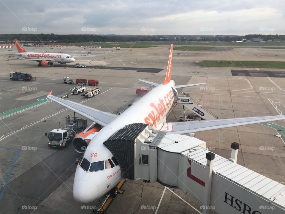 An EasyJet plane at the airpor