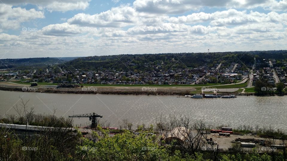View from Eden Park, Cincinnati, Ohio. Looking across the Ohio River at Northern Kentucky.