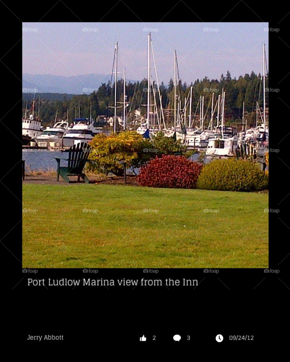 Port Ludlow Marina view from the Inn at Port Ludlow, Washington Olympic Peninsula