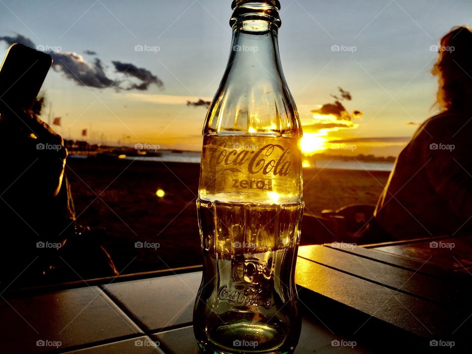 Sunset with coca-cola