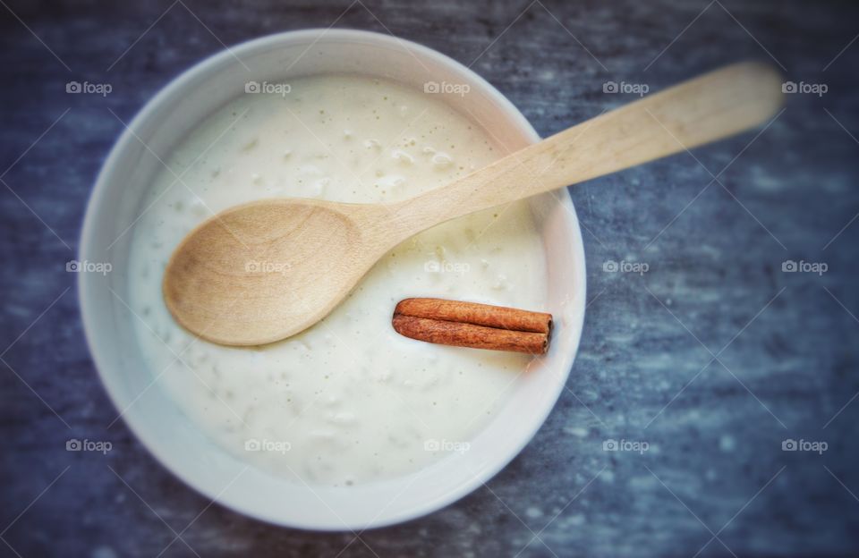 Rice pudding with cinnamon