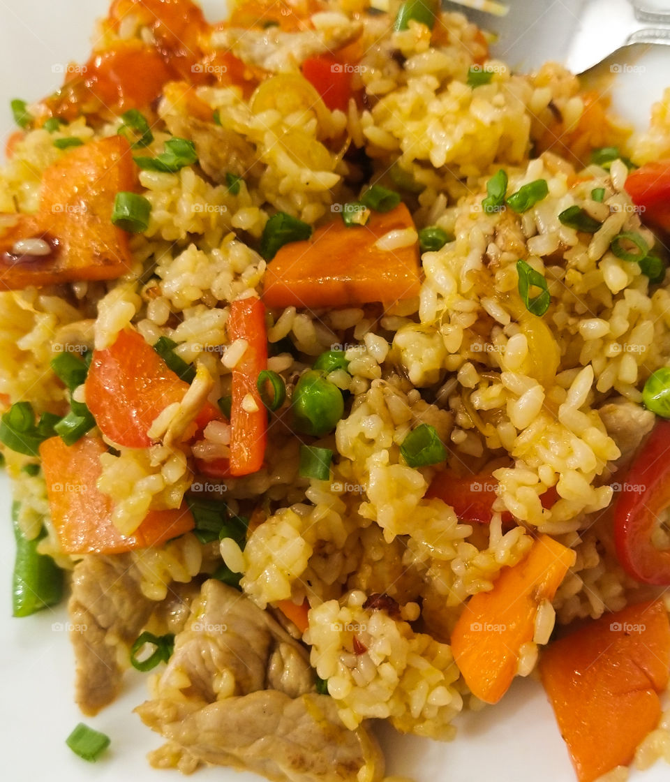 fried rice with pork and vegetables