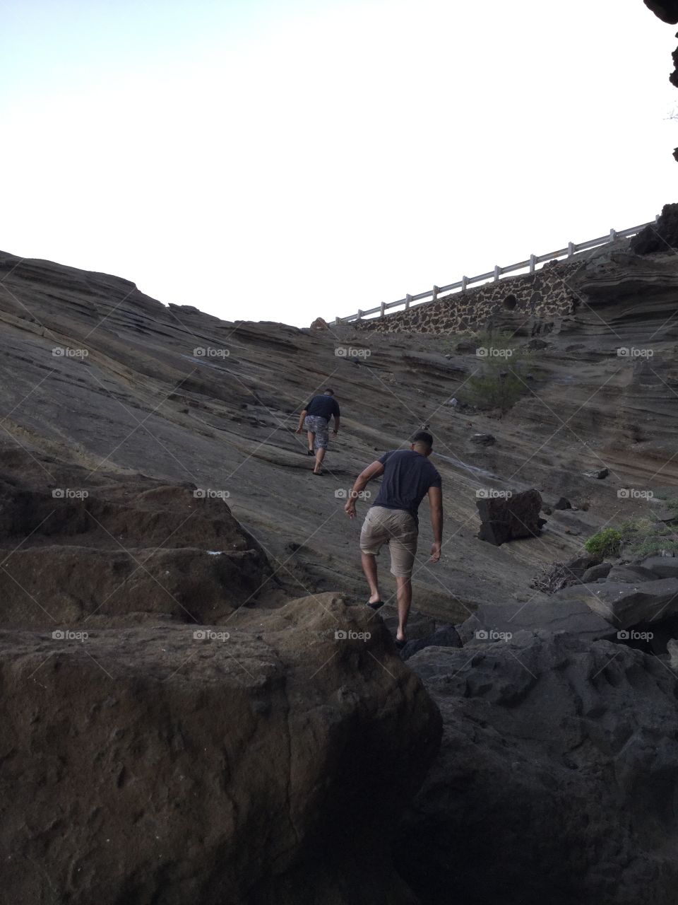 Climbing back up the cliffs