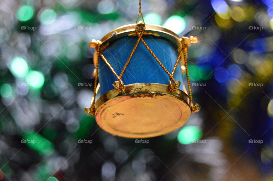 New Year, Christmas, toy, drum, background, tree, garland, tinsel,