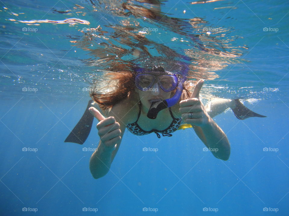 woman snorkel. maui