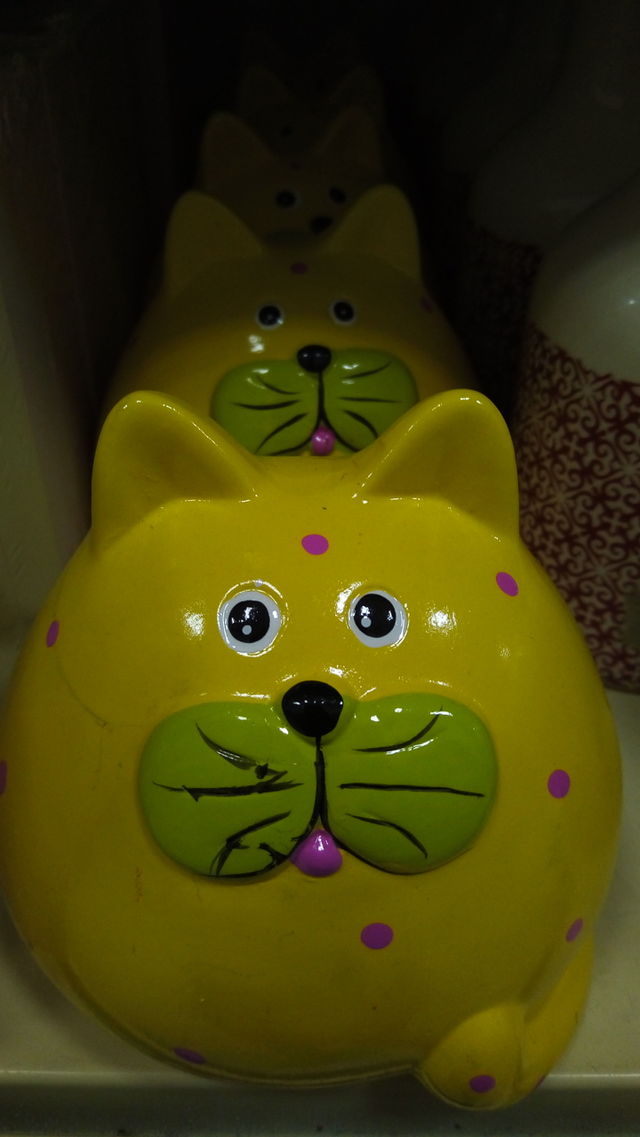 керамика.декор.копилка.кот.желтый.