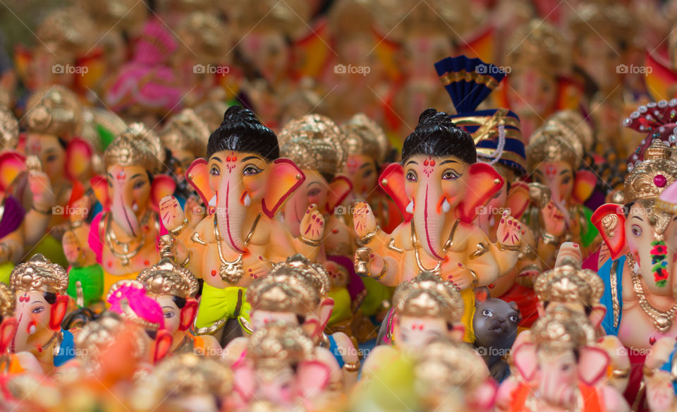 Ganesh statues in Little India, Singapore.