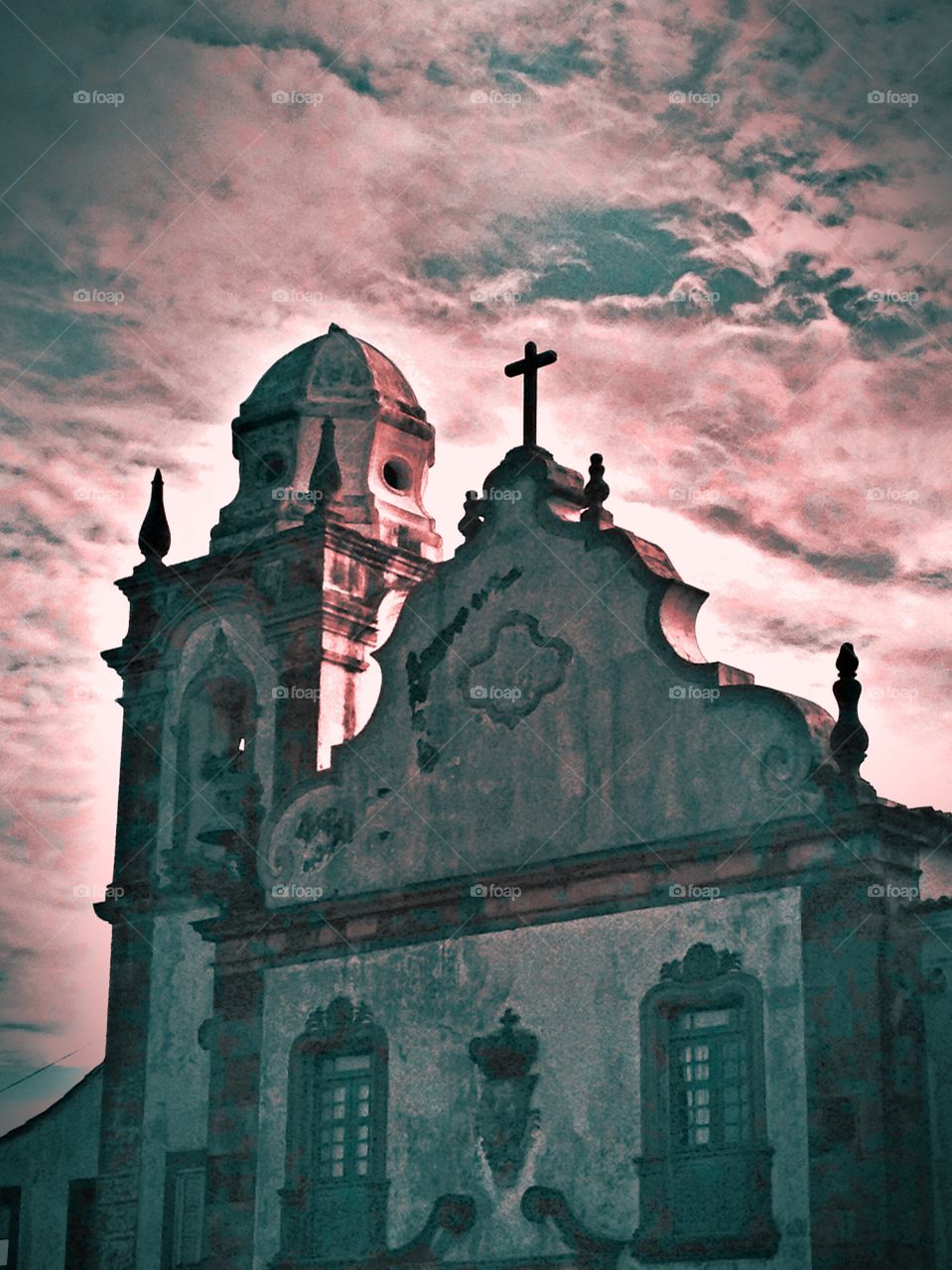 Front of a church . One of the most iconic and old churches of Recife city in Brazil. 