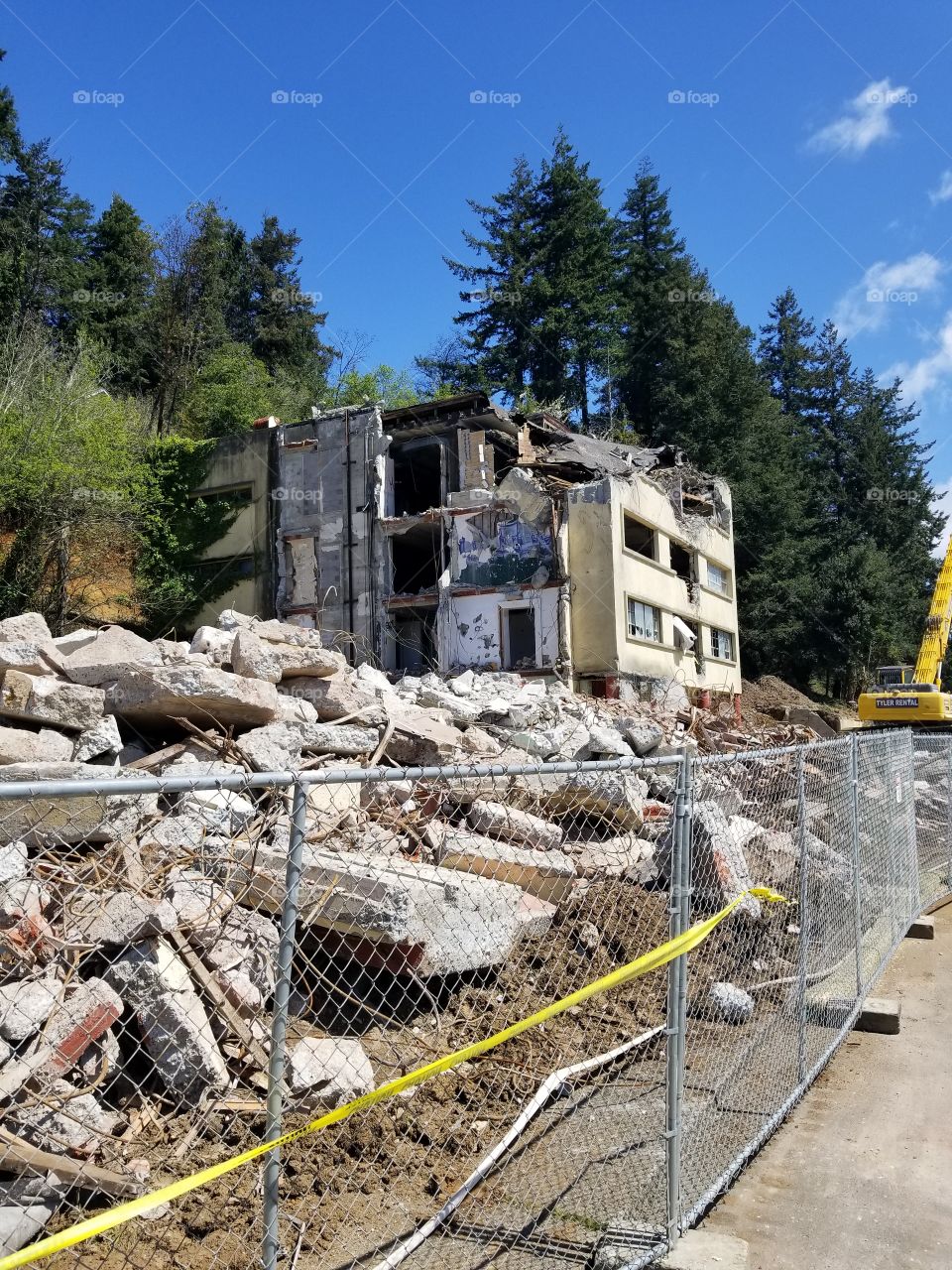 Demolishing a old building in Coos Bay Oregon