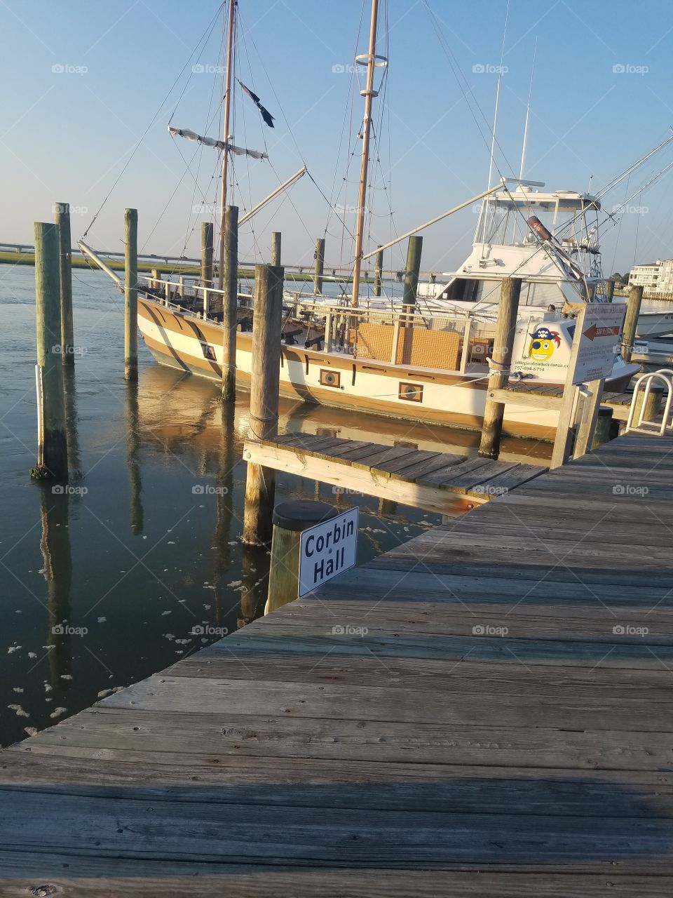 Boat on dock of bay