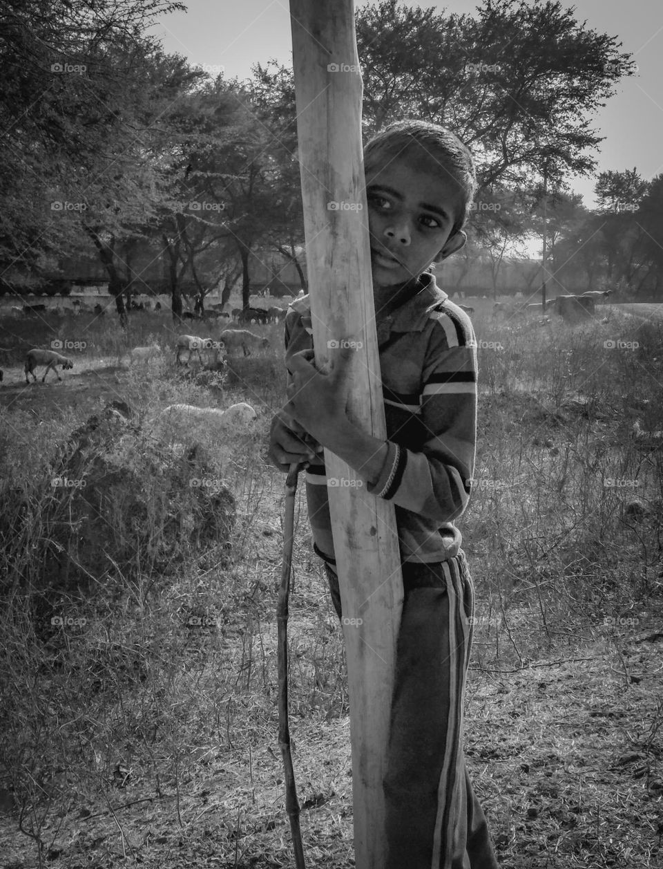 A Cowherd Boy | Portrait Shot | Monochrome