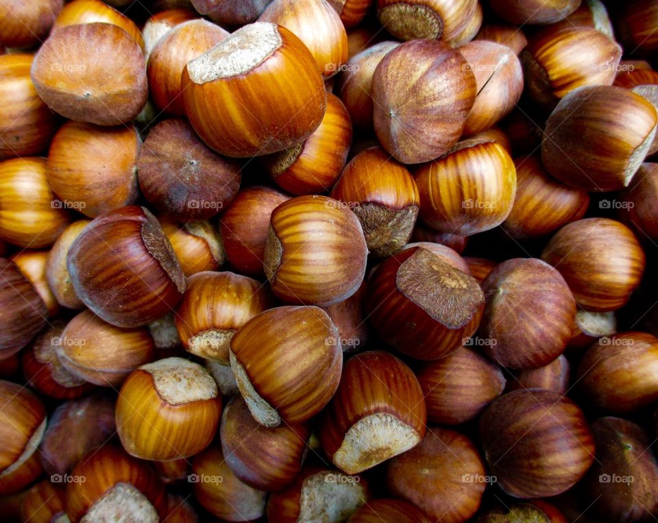 Full frame shot of hazelnuts