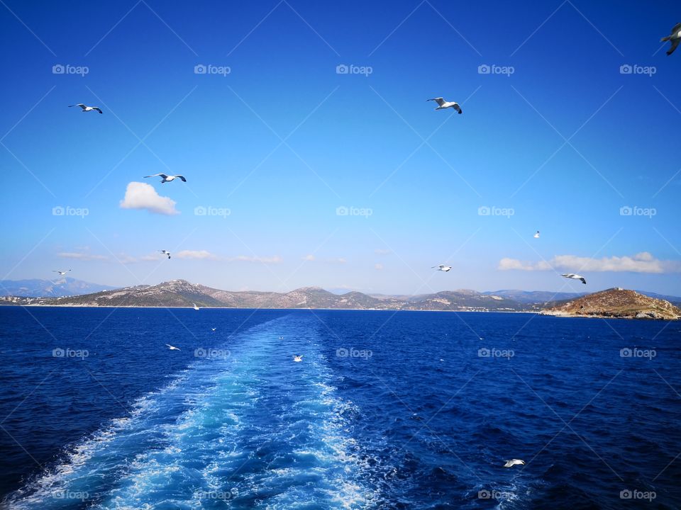 Sea from boat, Greece