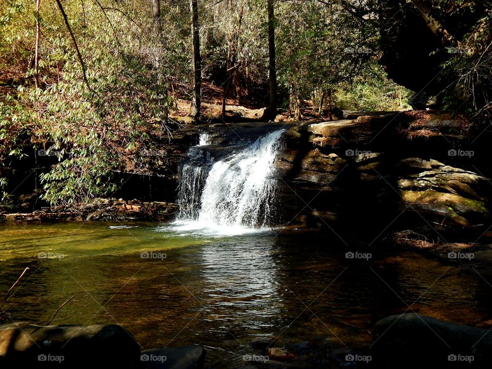 small waterfall at Table rock state park in South Carolina