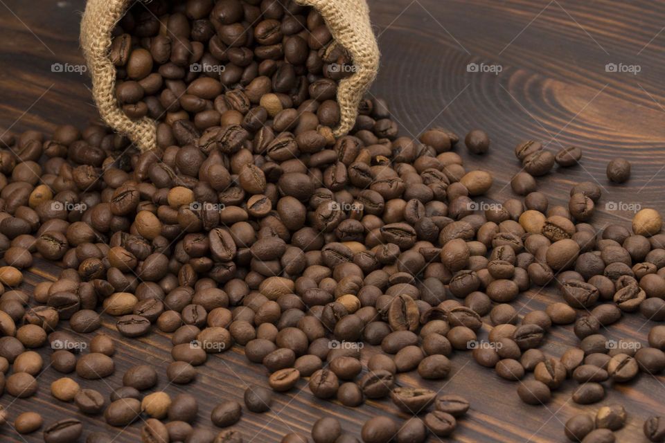 Coffee beans background,  rustic style