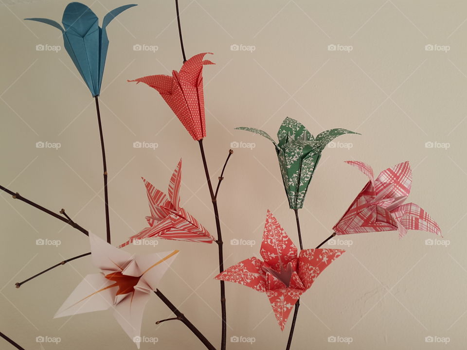 Happy flowers, origami lilies made with love
