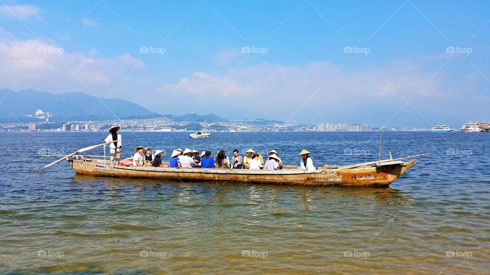 long-tail boat at the sea