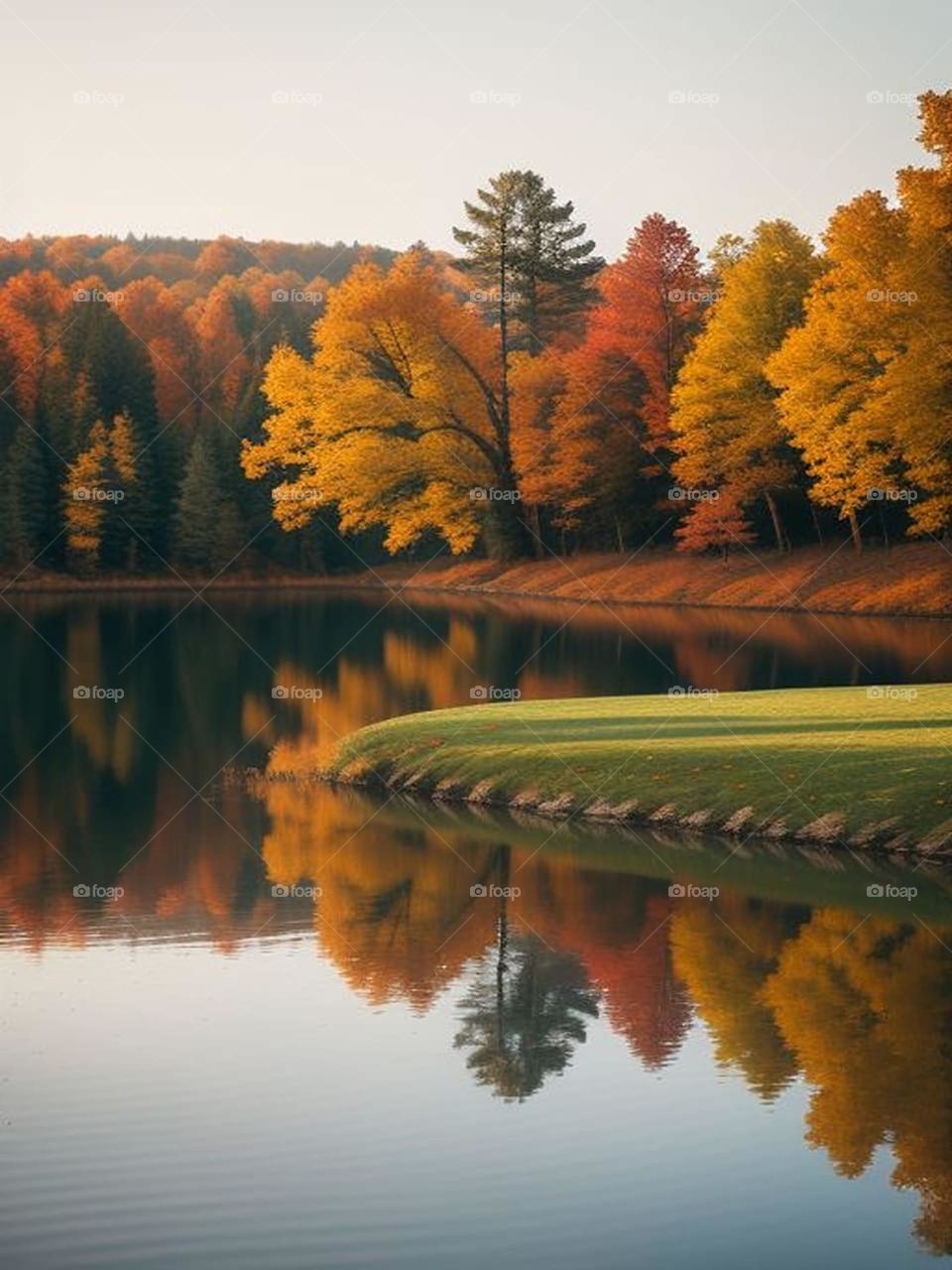 Beau paysage d'un lac parmi les arbres