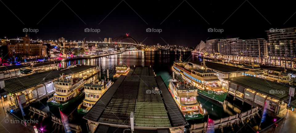 Sydney’s Circular Quay at 5am - bright lights but still asleep