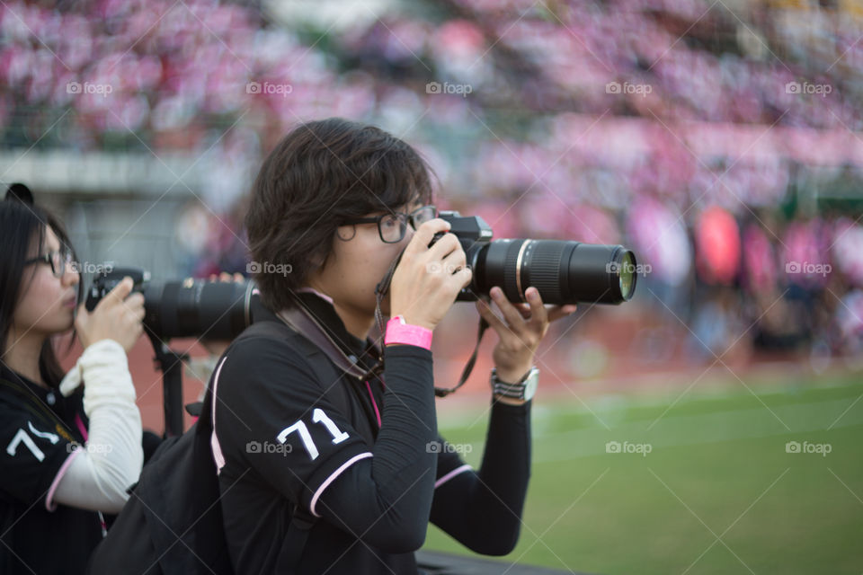 Photographer in field 