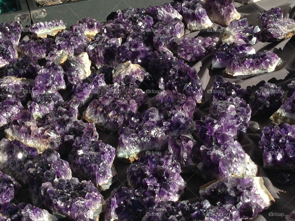 Purple amethyst crystals