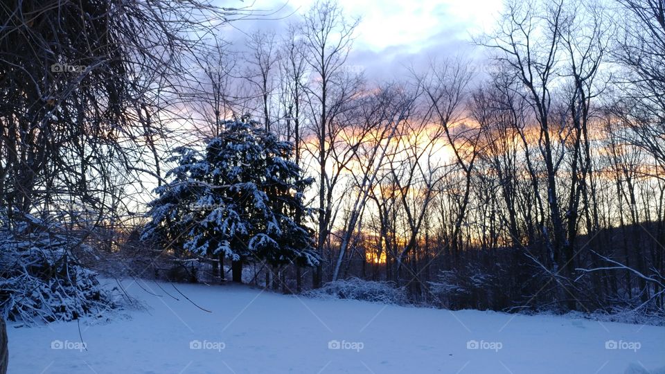 sunset after the snowstorm