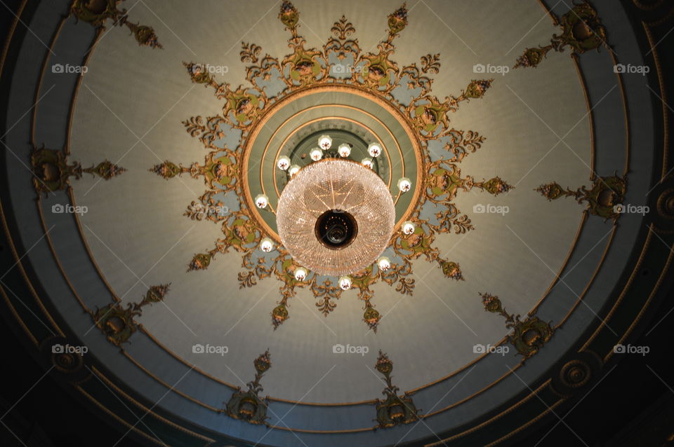 looking up. rich interior of the historic English Theatre "Royal" in Nottingham