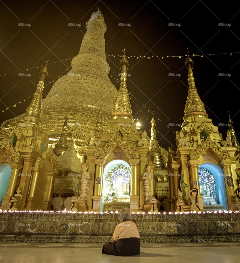 Yangon/Myanmar-Night shot of Shwedagon pagoda is the most famous and beautiful of Myanmar,The tourists from everywhere fall in love it at the first sight.