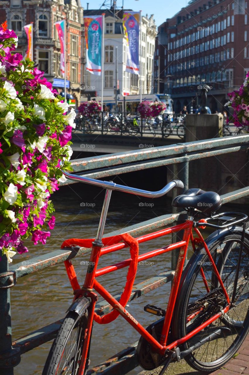 Red bicycle in Amsterdam 