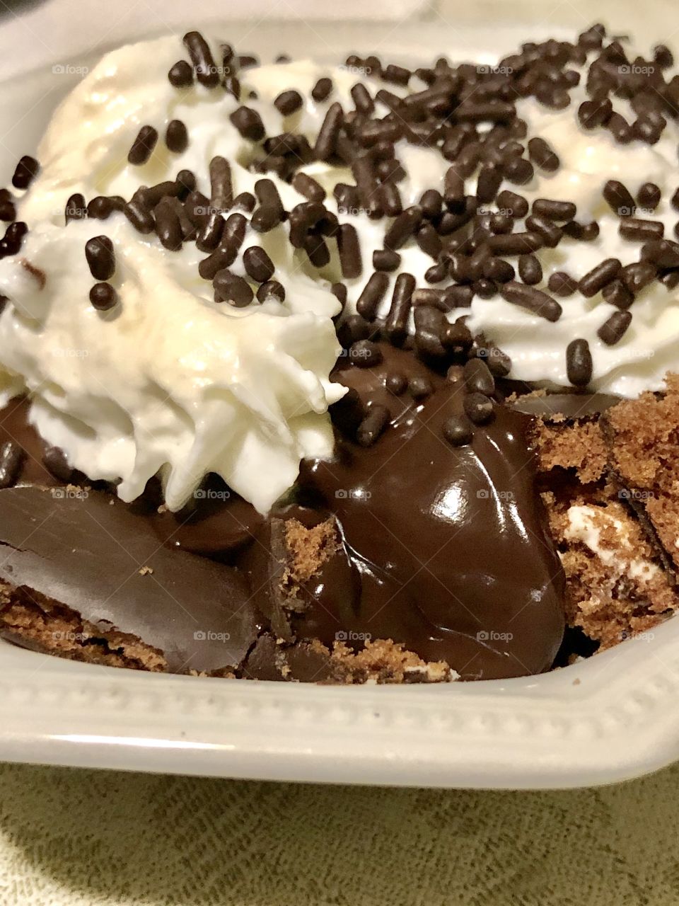 "Chocolate Bliss" Trifle is a deliciously sweet creation I made by layering in a bowl pieces of a chocolate-covered "devil dog, chocolate pudding and whipped cream, topped with chocolate sprinkles. 