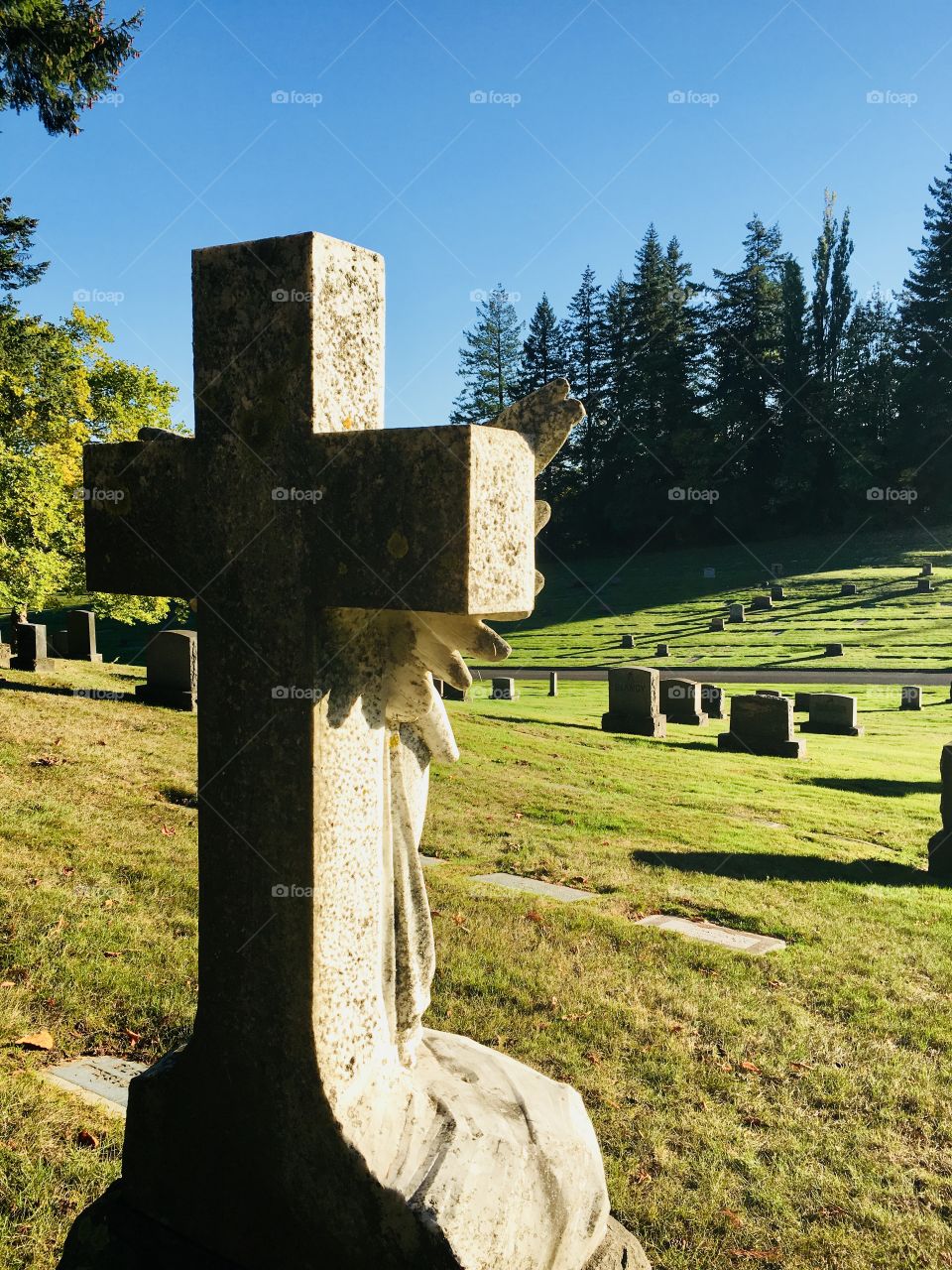 Cross headstone, Mt Calvary Catholic Cemetery, Portland, OR