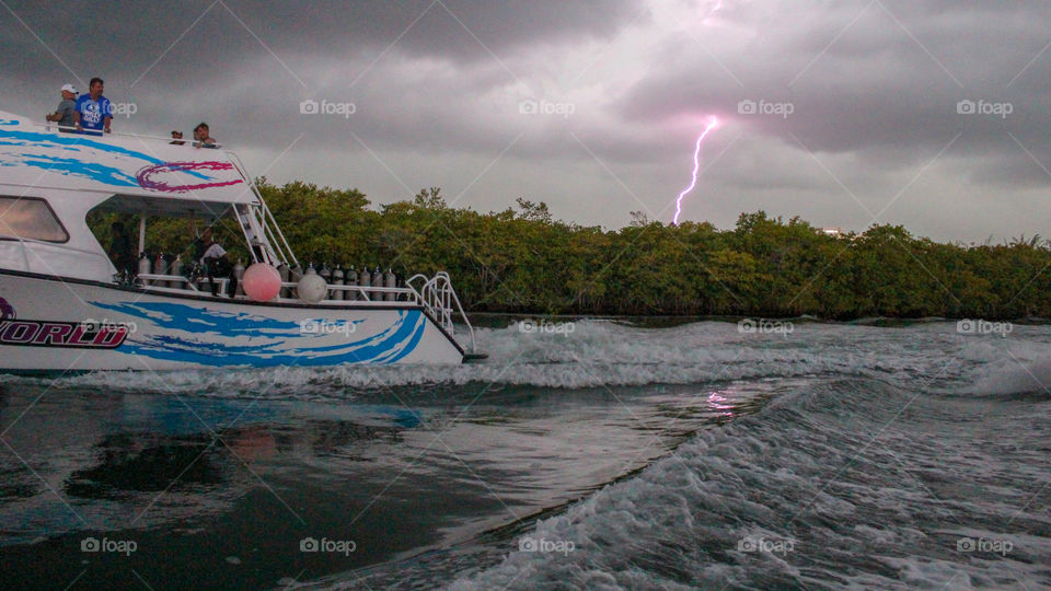 Lightning Strike! at the Nichupte Lagoon in Cancun, Mexico