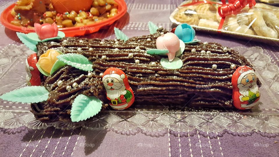 Christmas gingerbread log