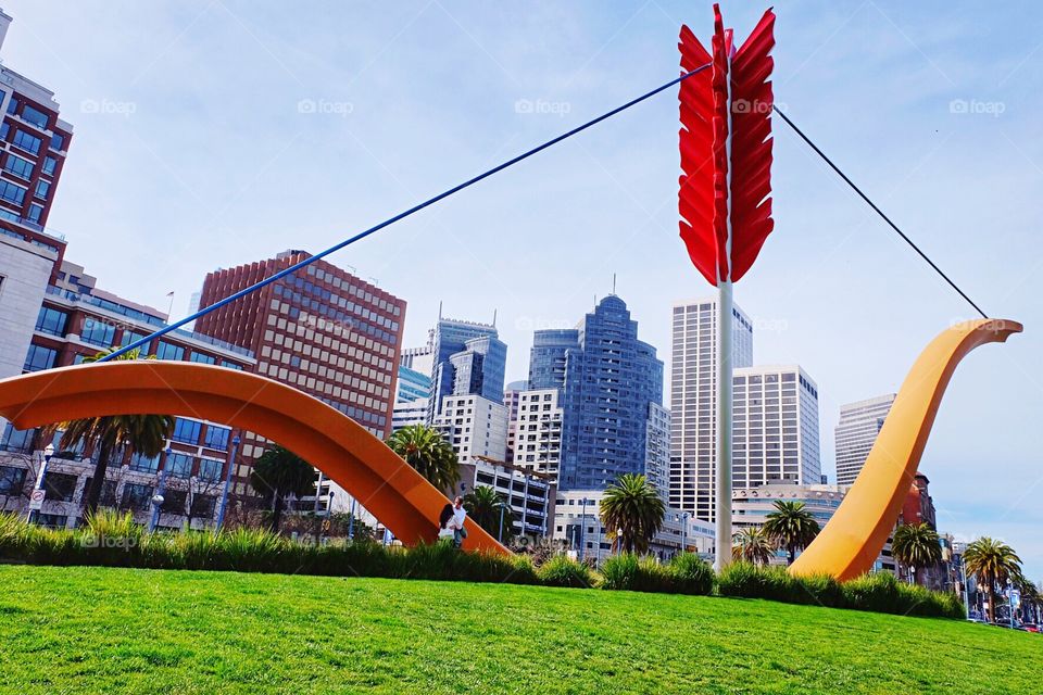 Cupids Span bow and arrow structure in San Francisco. 