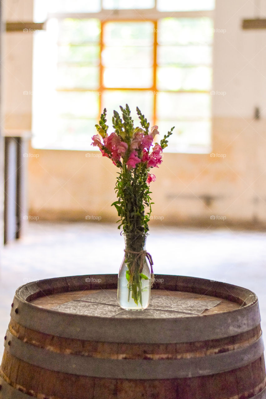 flowers in jar -rustic