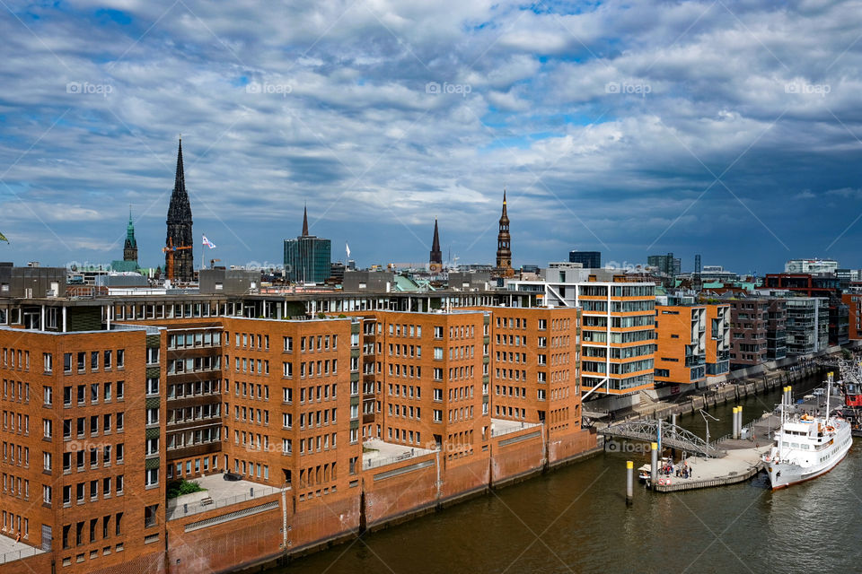 HafenCity in Hamburg located on the Elbe river