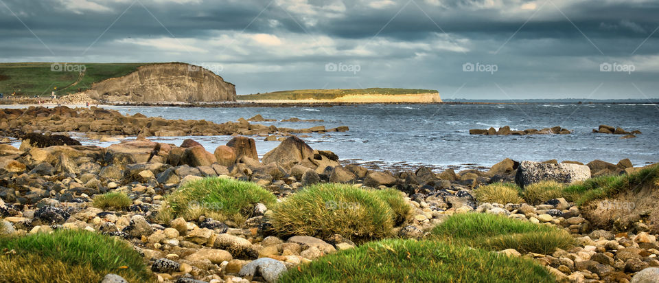 Beautiful scenery of irish landscape at Silverstrand beach in Galway