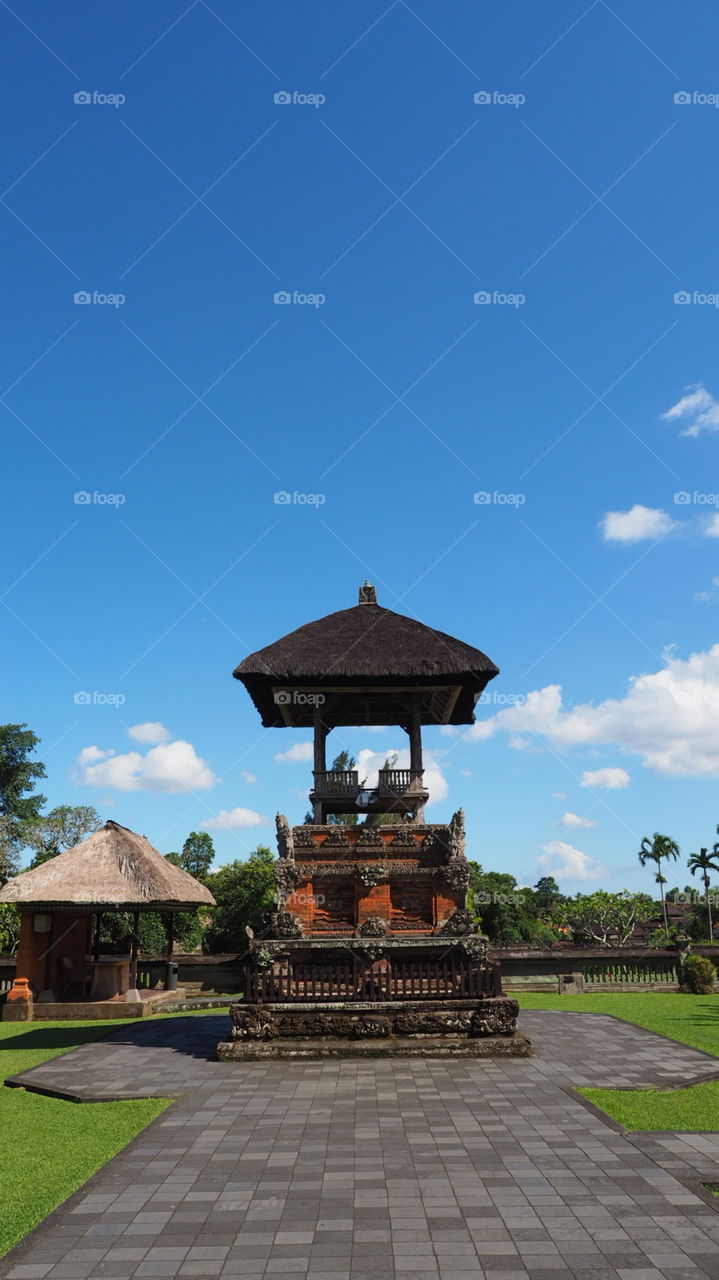 Blue sky with Bali temple 