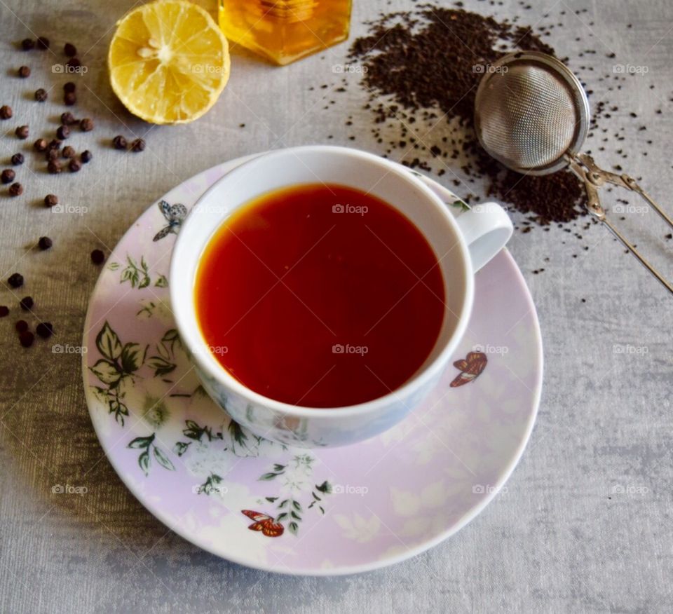 Honey lemon black pepper tea