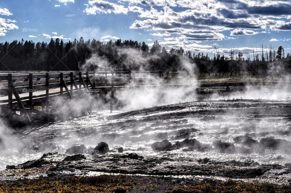 Scenic view of hot spring