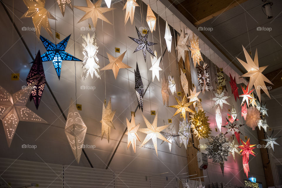 Christmas decorations in a swedish store.