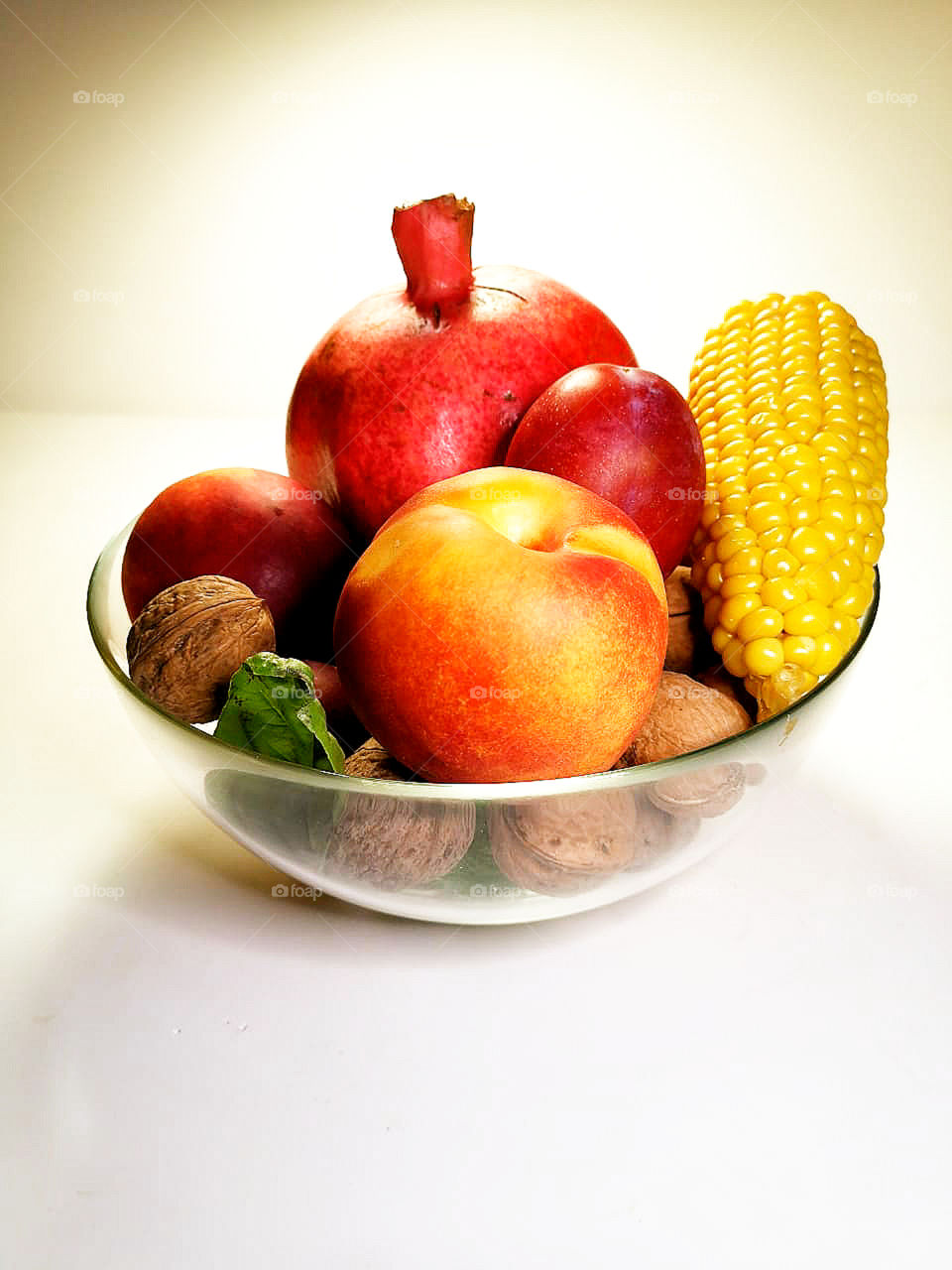 Still life: nuts, fruits and vegetables