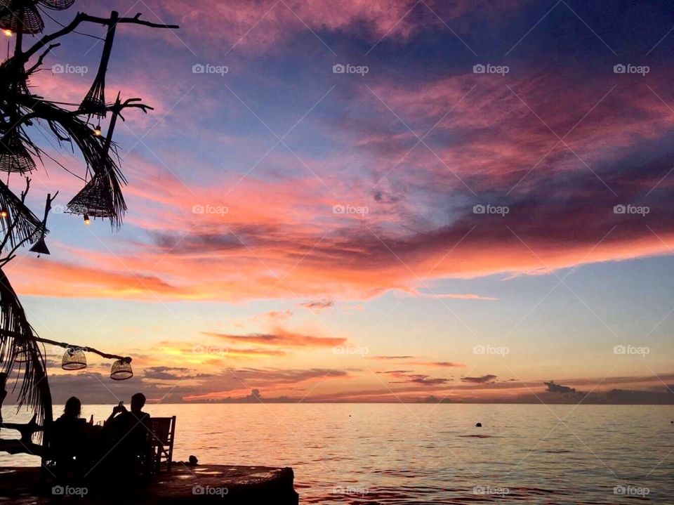 Sunset from paradise island ,koh phangan thailand 