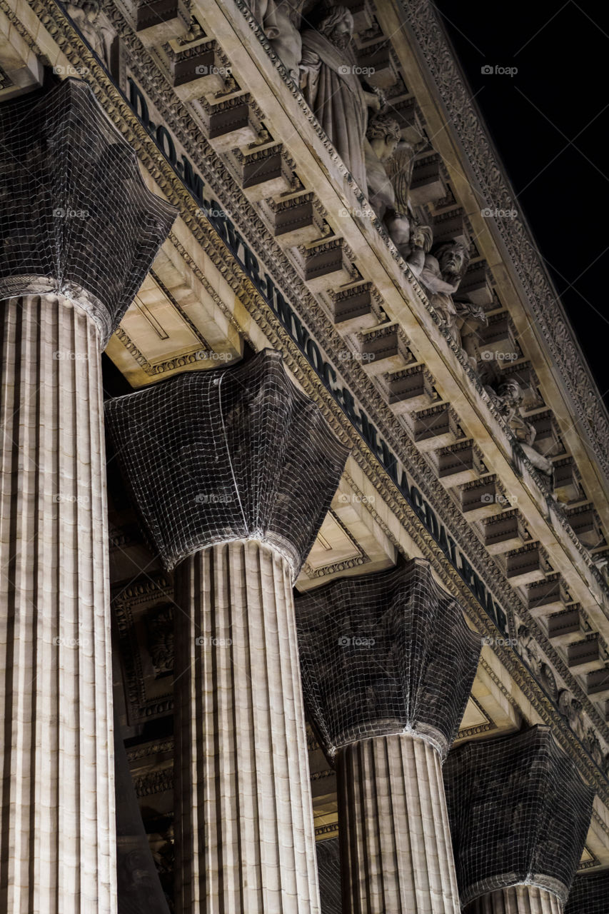 Columns of the Roman palace at night