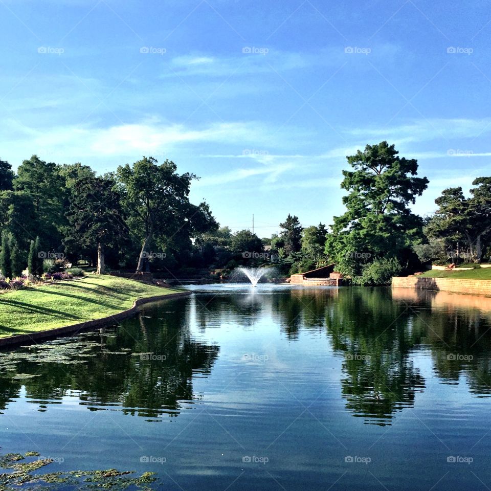 Beautiful city park landscape in OKC, Will Rogers Park and Gardens. 