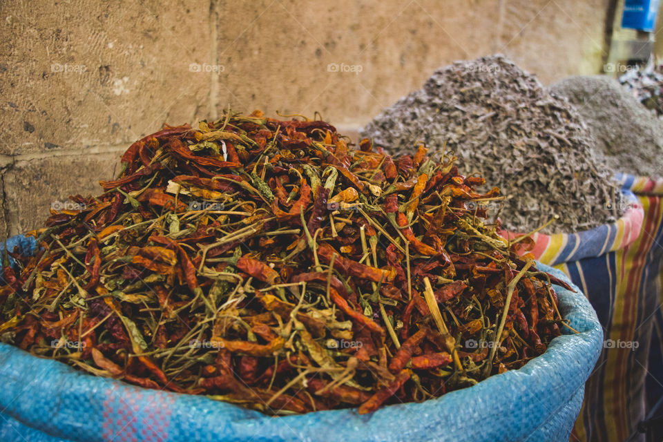 Spices to be sold in the market.